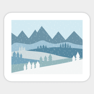 Snowing in the mountains Sticker